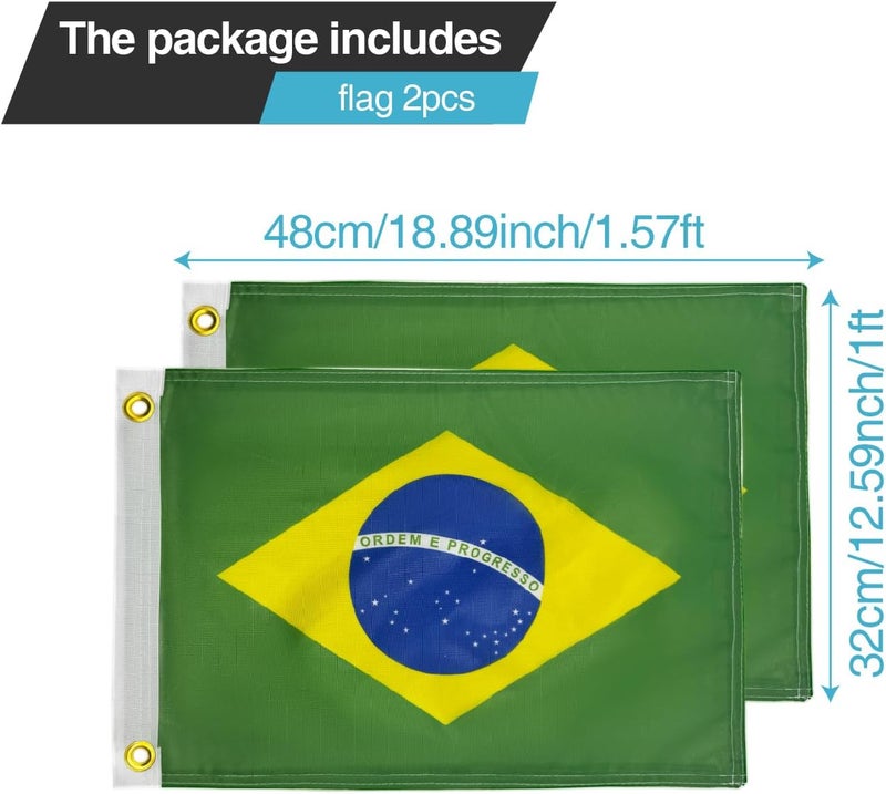 cezelux 2 Pcs 12x18 Inches ATV Flags, Offroad Brazilian Whip Light Flag for Antenna Flag Pole, Double Side 3-layer Fabric Printing Small Flags for UTV, Attach to Whip Lights Dune Flag suitable for Jeep Off-Road RZR Polaris Truck Boat - Image 2